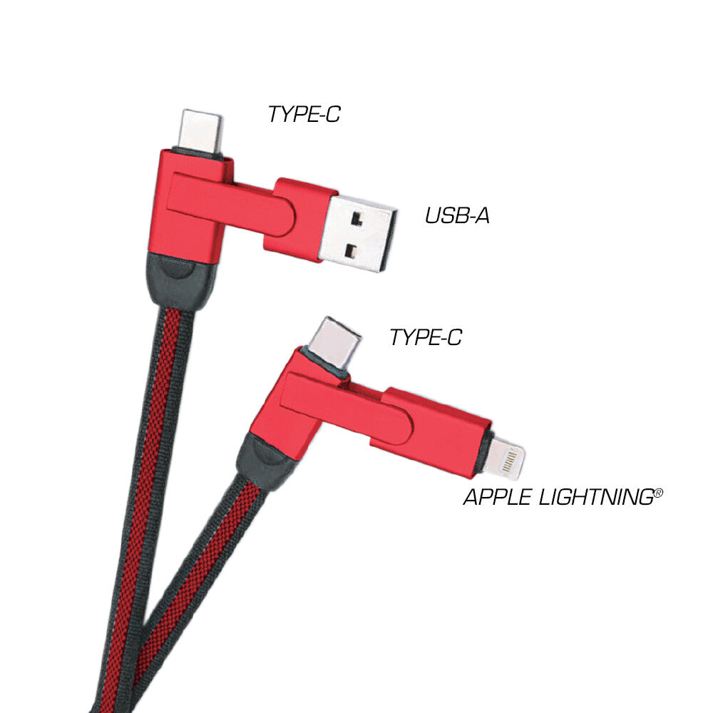 4-in-1 Adaptable PD Cord, Type-C/Lightning® to Type-C/USB-A