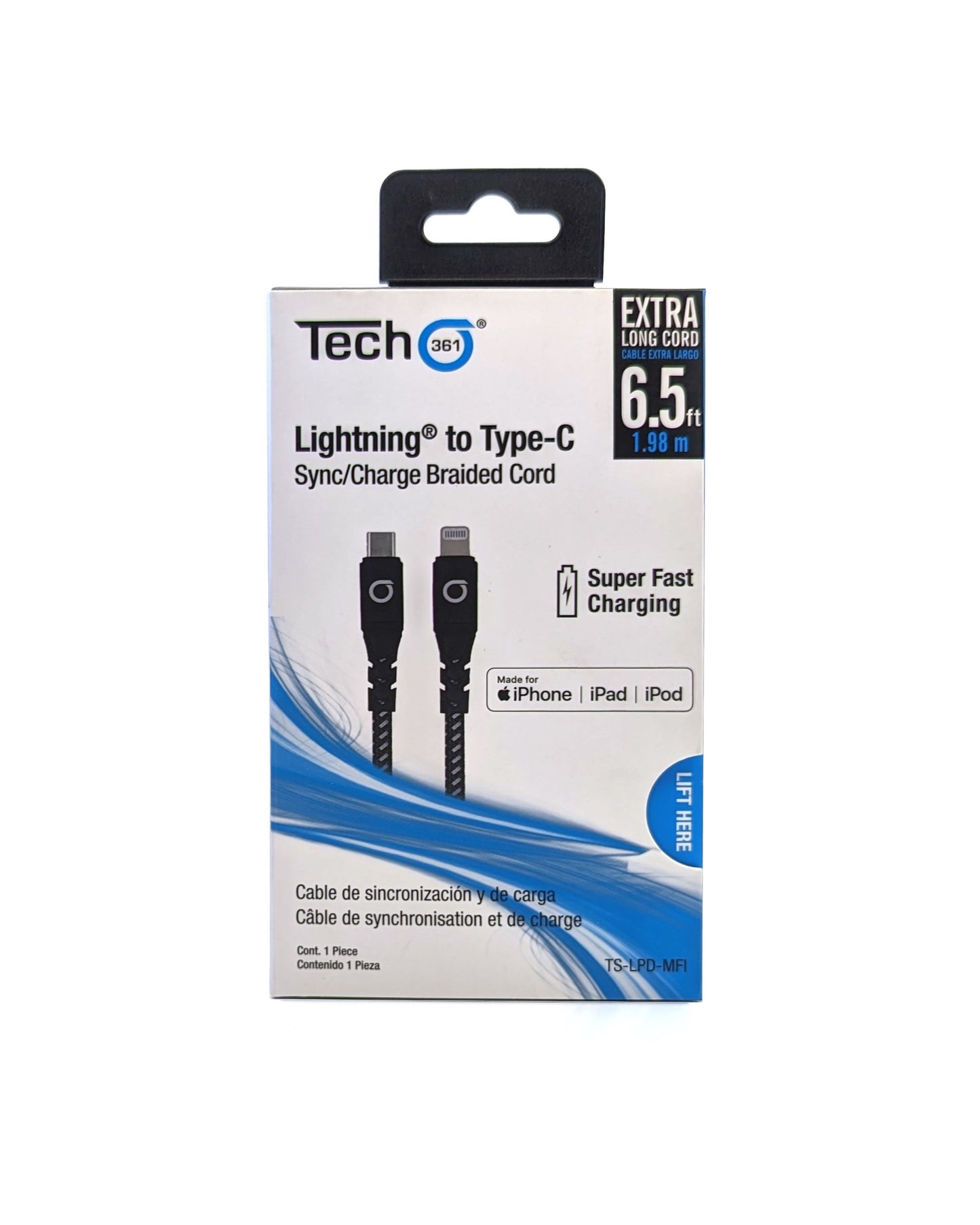 Cable trenzado de carga/sincronización Lightning a tipo C