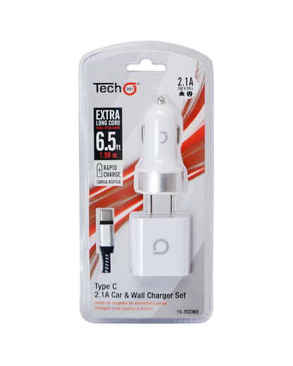 Juego de cargador de pared y automóvil tipo C 2.1A