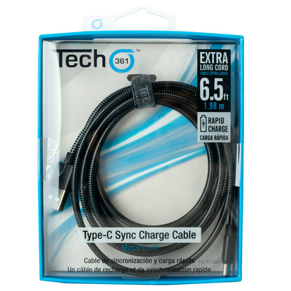6.5ft Type-C to USB-A Metal Sync/Charge cable